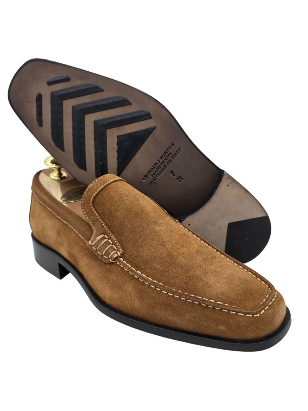 NEW Donald J. Pliner Italy Camel Tan Sport Suede Loafers Dress Shoes Men size 7M - Picture 10 of 15